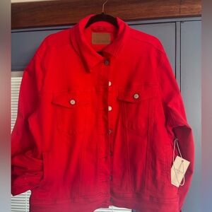 JUDY BLUE bright Red jean jacket